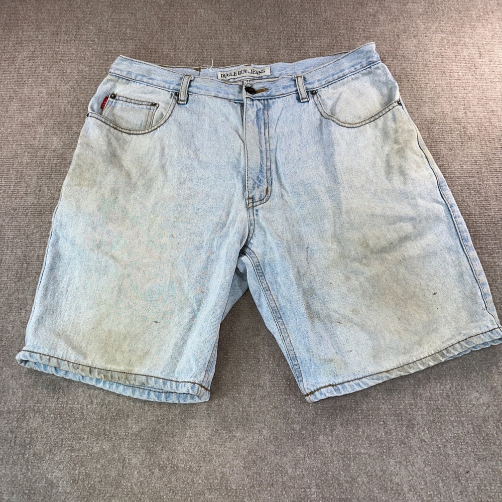 Bugle Boy Jeans Mens 36W Light Wash Denim Shorts Vintage Blue Cotton 6224